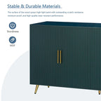 Meuble TV en bois avec armoire de rangement et étagères réglables, bleu marine