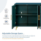 Meuble TV en bois avec armoire de rangement et étagères réglables, bleu marine