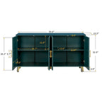 Meuble TV en bois avec armoire de rangement et étagères réglables, bleu marine