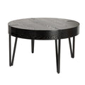 Table basse en bois avec pieds en épingle à cheveux métalliques