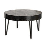 Table basse en bois avec pieds en épingle à cheveux métalliques