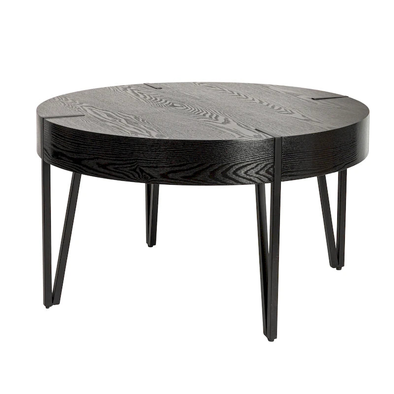 Table basse en bois avec pieds métalliques en épingle à cheveux