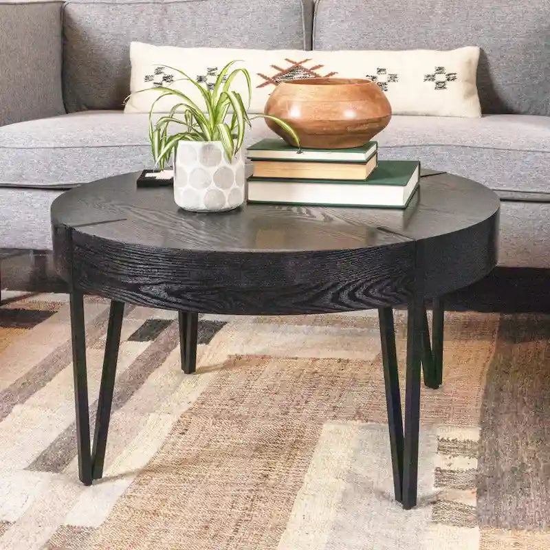 Table basse en bois avec pieds métalliques en épingle à cheveux