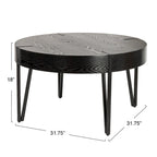 Table basse en bois avec pieds en épingle à cheveux métalliques