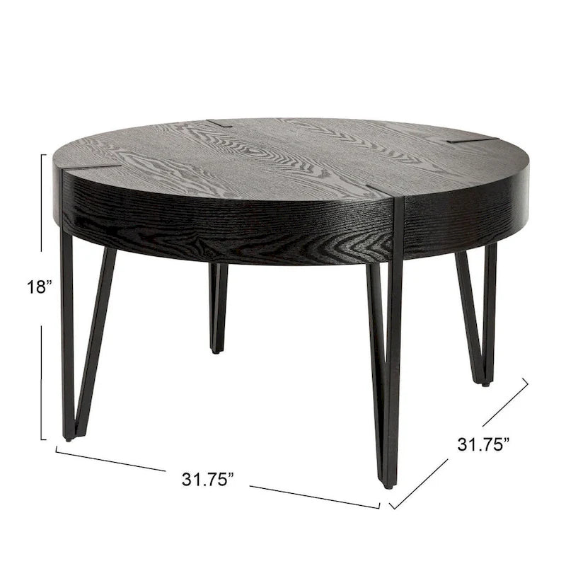 Table basse en bois avec pieds métalliques en épingle à cheveux