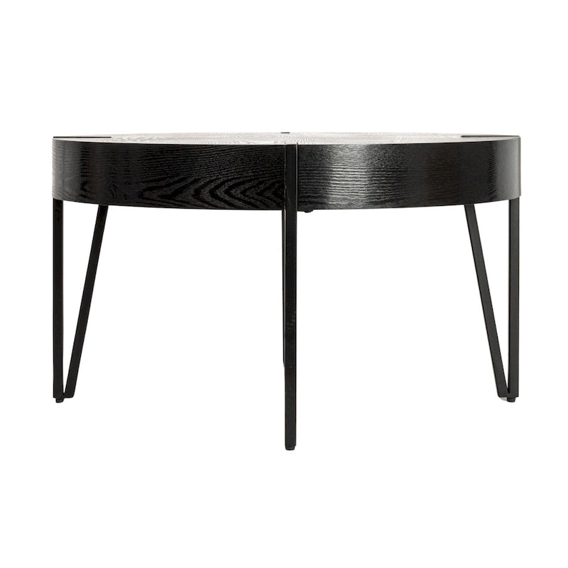 Table basse en bois avec pieds en épingle à cheveux métalliques