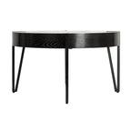 Table basse en bois avec pieds en épingle à cheveux métalliques