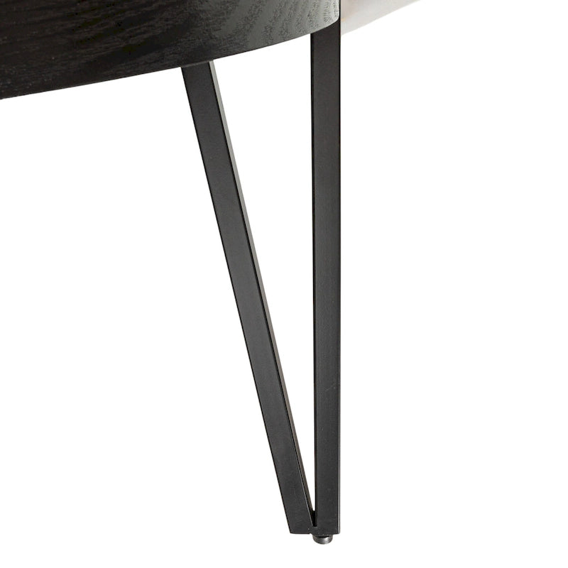 Table basse en bois avec pieds en épingle à cheveux métalliques