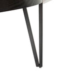 Table basse en bois avec pieds en épingle à cheveux métalliques