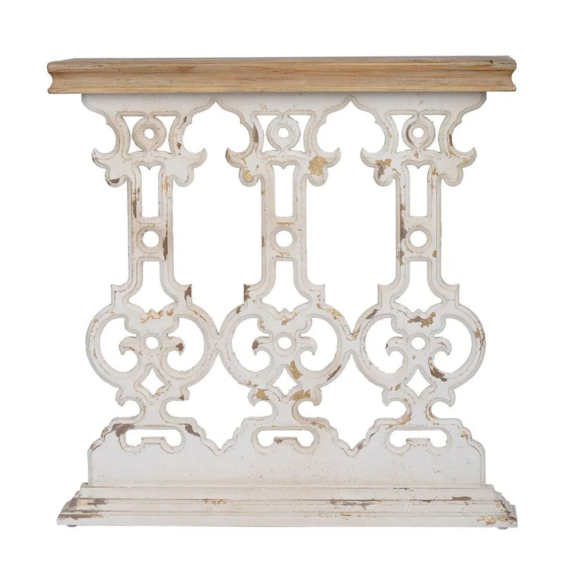 Console en bois blanchi à l'ancienne style classique
