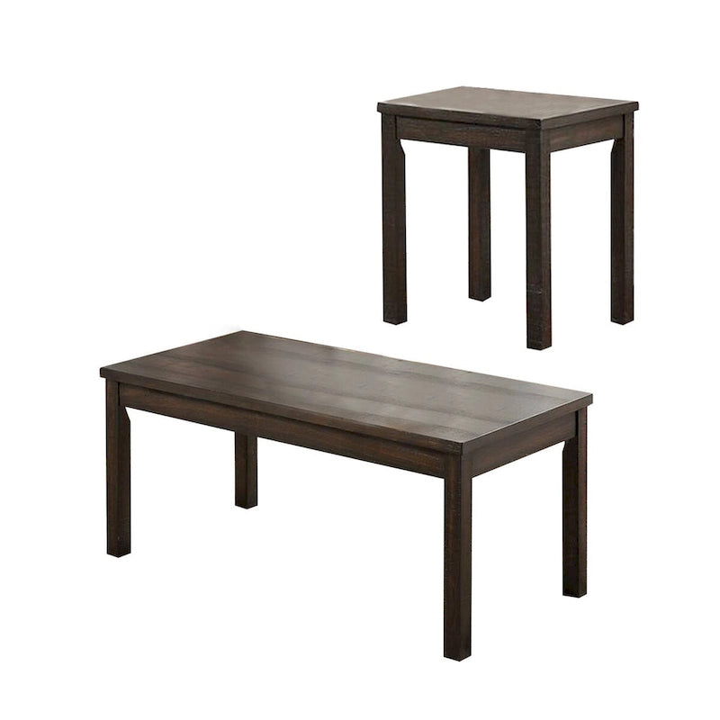Table basse avec dessus en bois, finition marron foncé