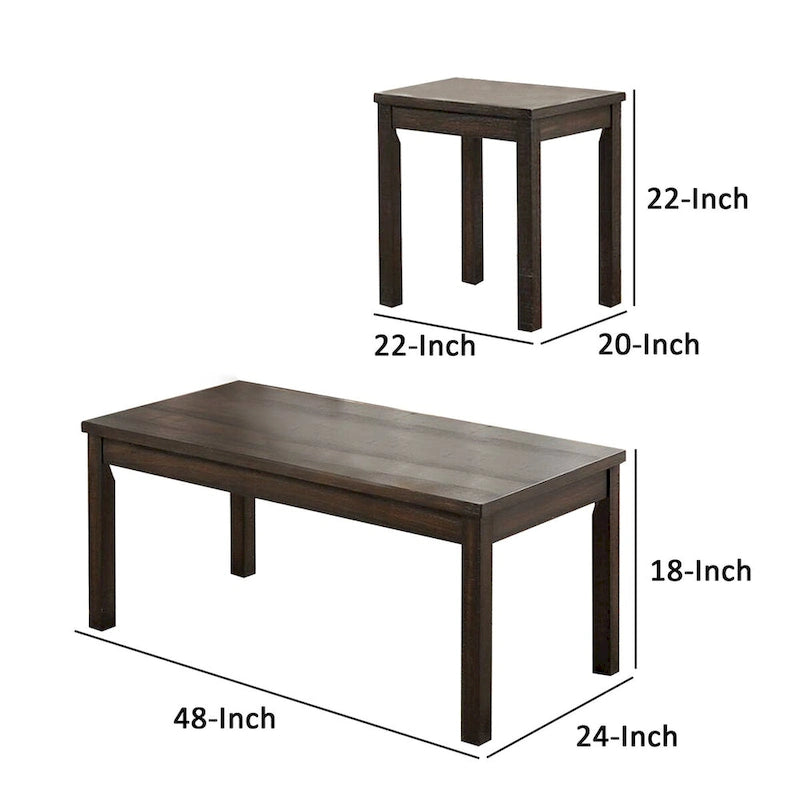 Table basse avec dessus en bois, finition marron foncé