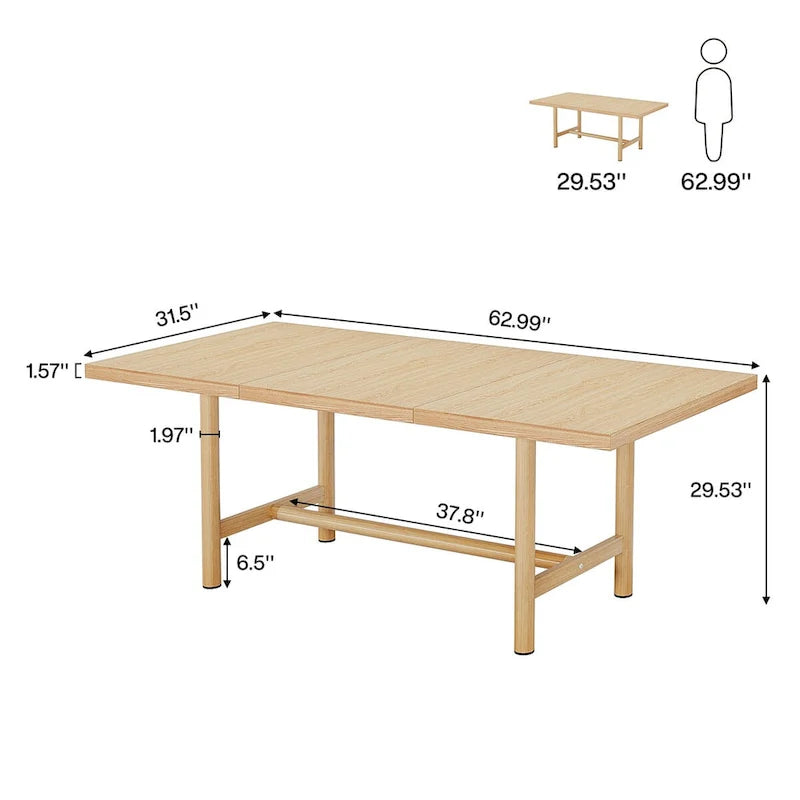 Table de conférence rectangulaire, table de salle de conférence de 160 cm pour 6 personnes, table de réunion moderne