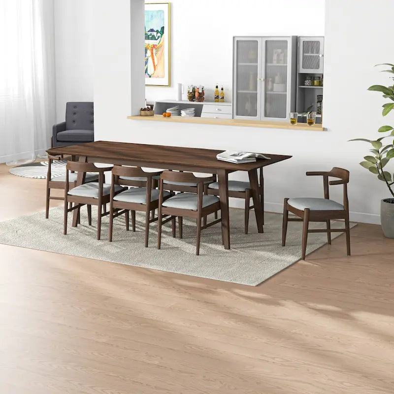 Ensemble de salle à manger confortable 9 pièces Avondale Mid Century Modern en bois massif