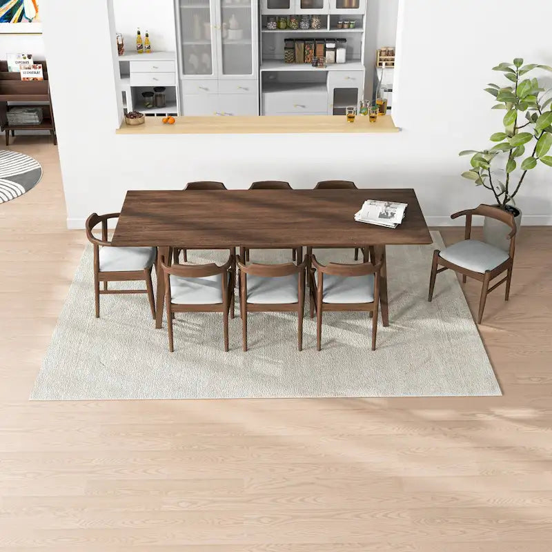 Ensemble de salle à manger confortable 9 pièces Avondale Mid Century Modern en bois massif