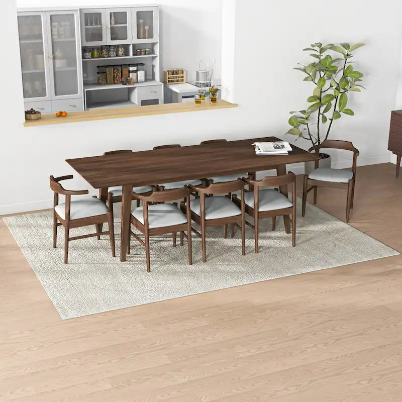 Ensemble de salle à manger confortable 9 pièces Avondale Mid Century Modern en bois massif