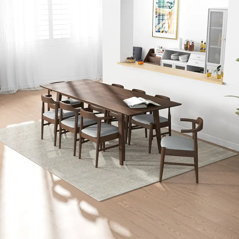 Ensemble de salle à manger confortable 9 pièces Avondale Mid Century Modern en bois massif