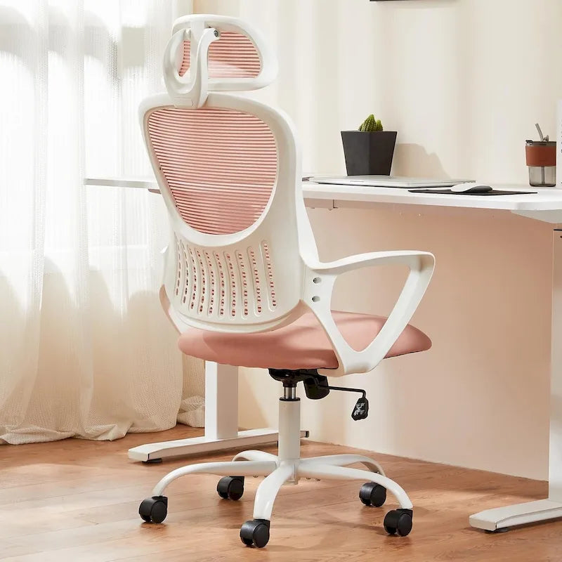 Chaise de bureau ergonomique, Chaise de bureau à dossier haut avec appuie-tête, Chaise d'ordinateur pivotante en maille pour bureau à domicile