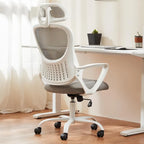 Chaise de bureau ergonomique, Chaise de bureau à dossier haut avec appuie-tête, Chaise d'ordinateur pivotante en maille pour bureau à domicile
