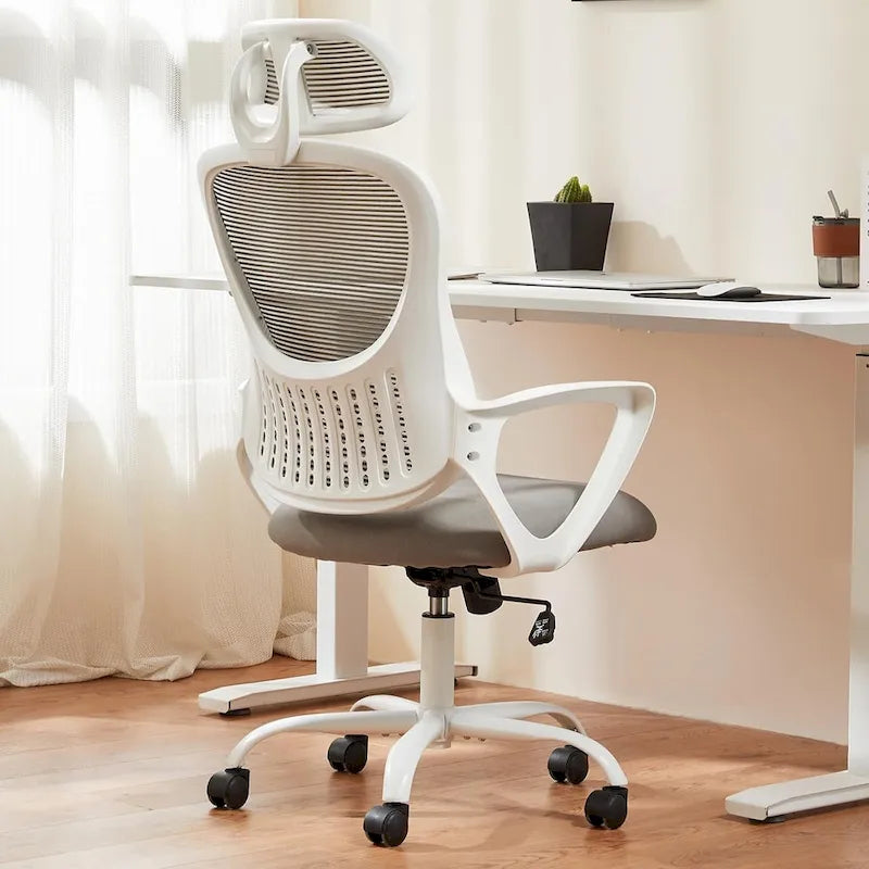 Chaise de bureau ergonomique, Chaise de bureau à dossier haut avec appuie-tête, Chaise d'ordinateur pivotante en maille pour bureau à domicile
