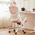Chaise de bureau ergonomique, Chaise de bureau à dossier haut avec appuie-tête, Chaise d'ordinateur pivotante en maille pour bureau à domicile
