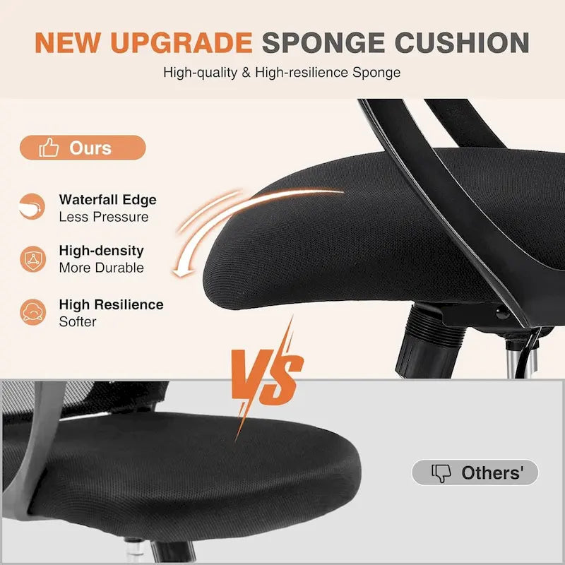 Chaise de bureau ergonomique, Chaise de bureau à dossier haut avec appuie-tête, Chaise d'ordinateur pivotante en maille pour bureau à domicile