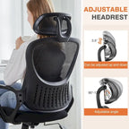 Chaise de bureau ergonomique, Chaise de bureau à dossier haut avec appuie-tête, Chaise d'ordinateur pivotante en maille pour bureau à domicile