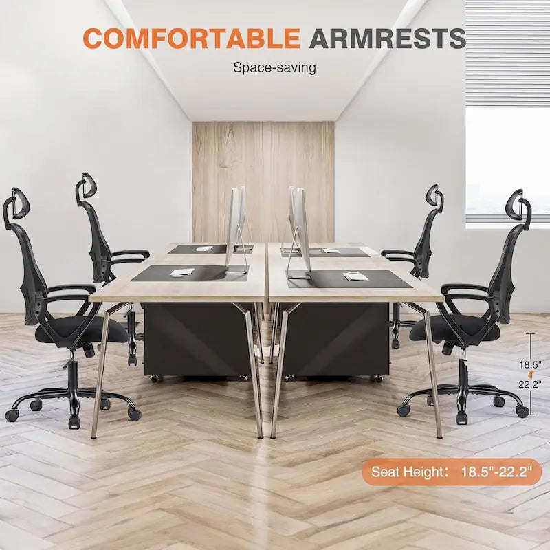 Chaise de bureau ergonomique, Chaise de bureau à dossier haut avec appuie-tête, Chaise d'ordinateur pivotante en maille pour bureau à domicile