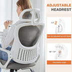 Chaise de bureau ergonomique, Chaise de bureau à dossier haut avec appuie-tête, Chaise d'ordinateur pivotante en maille pour bureau à domicile