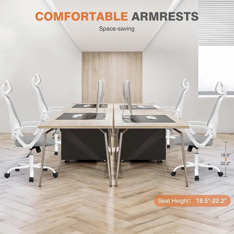 Chaise de bureau ergonomique, Chaise de bureau à dossier haut avec appuie-tête, Chaise d'ordinateur pivotante en maille pour bureau à domicile