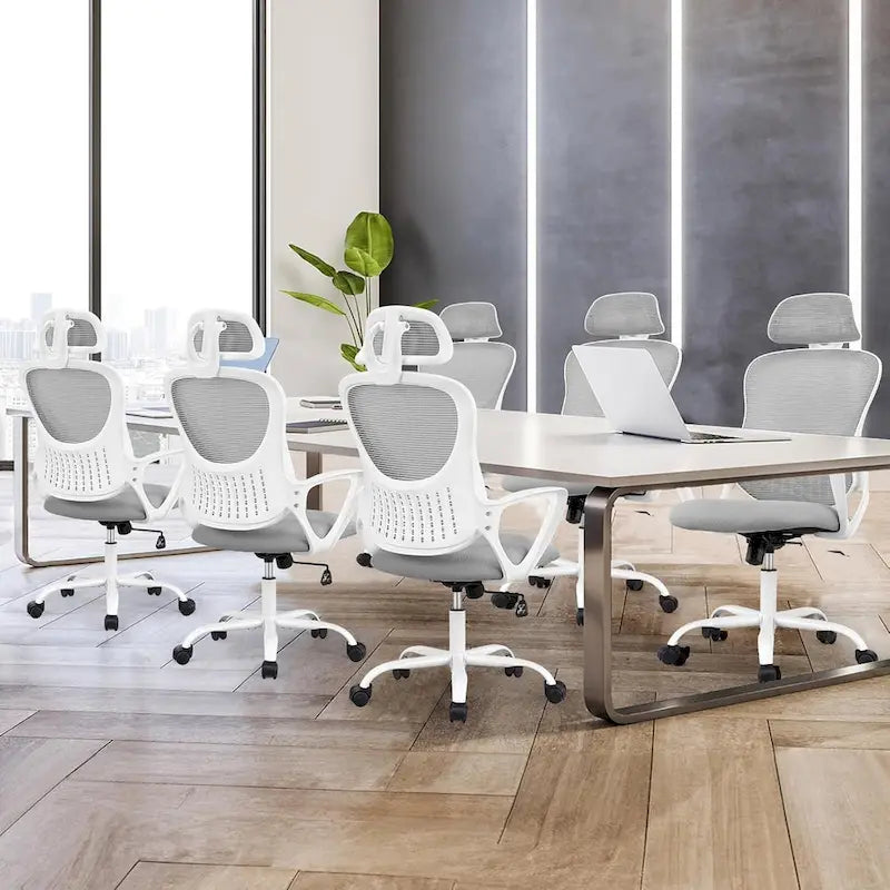 Chaise de bureau ergonomique, Chaise de bureau à dossier haut avec appuie-tête, Chaise d'ordinateur pivotante en maille pour bureau à domicile