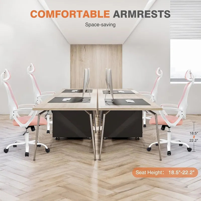 Chaise de bureau ergonomique, Chaise de bureau à dossier haut avec appuie-tête, Chaise d'ordinateur pivotante en maille pour bureau à domicile