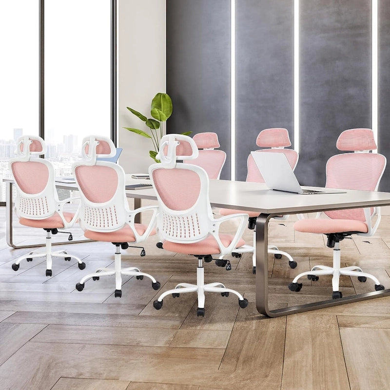 Chaise de bureau ergonomique, Chaise de bureau à dossier haut avec appuie-tête, Chaise d'ordinateur pivotante en maille pour bureau à domicile