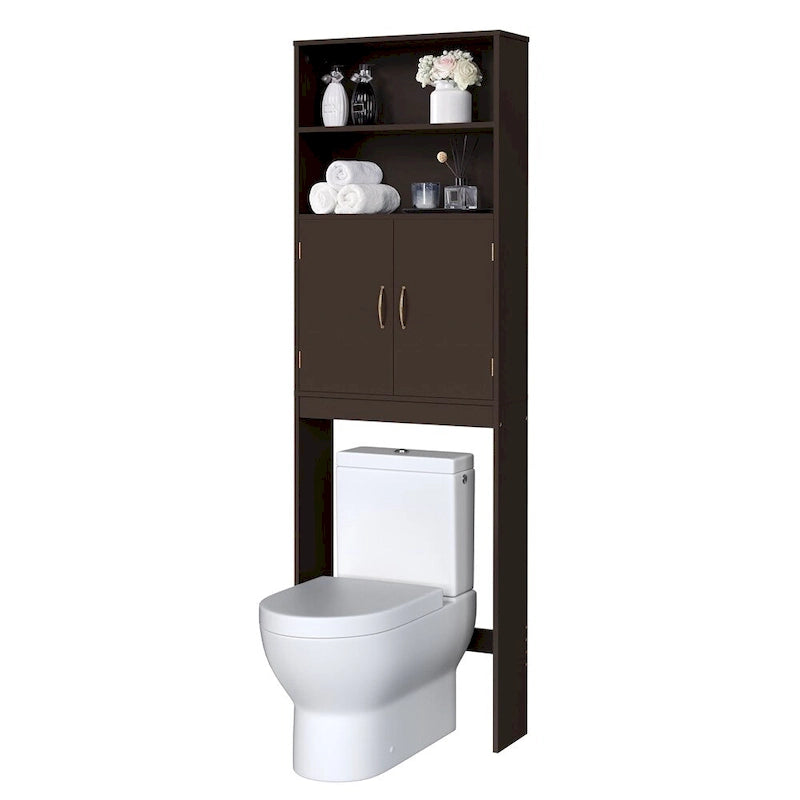 Meuble de Rangement WC Yaheetech 2 Etagères, Meuble Dessus de Toilettes avec Deux Portes