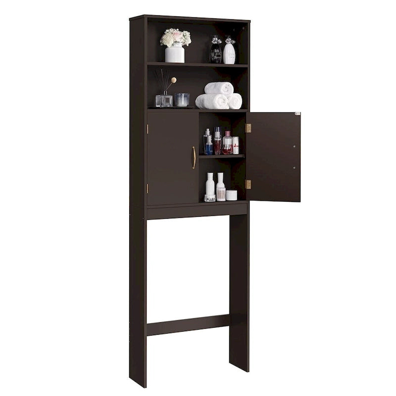 Meuble de Rangement WC Yaheetech 2 Etagères, Meuble Dessus de Toilettes avec Deux Portes