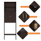 Meuble de Rangement WC Yaheetech 2 Etagères, Meuble Dessus de Toilettes avec Deux Portes