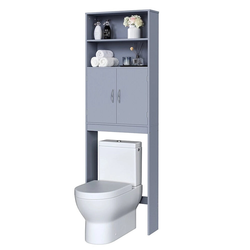 Meuble de Rangement WC Yaheetech 2 Etagères, Meuble Dessus de Toilettes avec Deux Portes