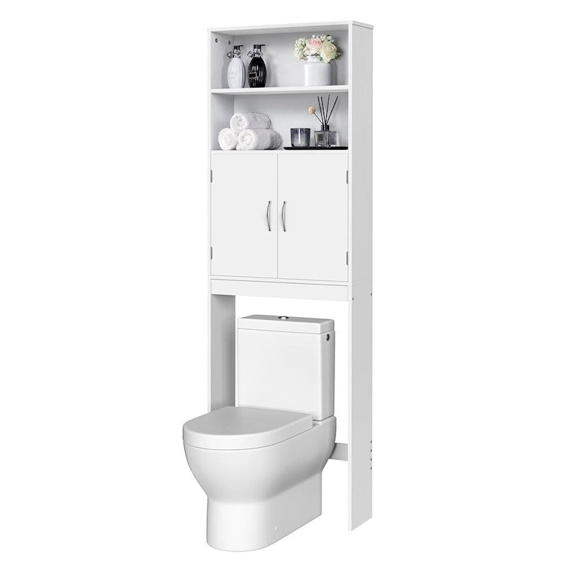 Meuble de Rangement WC Yaheetech 2 Etagères, Meuble Dessus de Toilettes avec Deux Portes