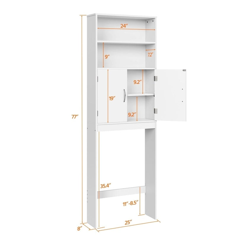 Meuble de Rangement WC Yaheetech 2 Etagères, Meuble Dessus de Toilettes avec Deux Portes
