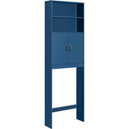Meuble de Rangement WC Yaheetech 2 Etagères, Meuble Dessus de Toilettes avec Deux Portes