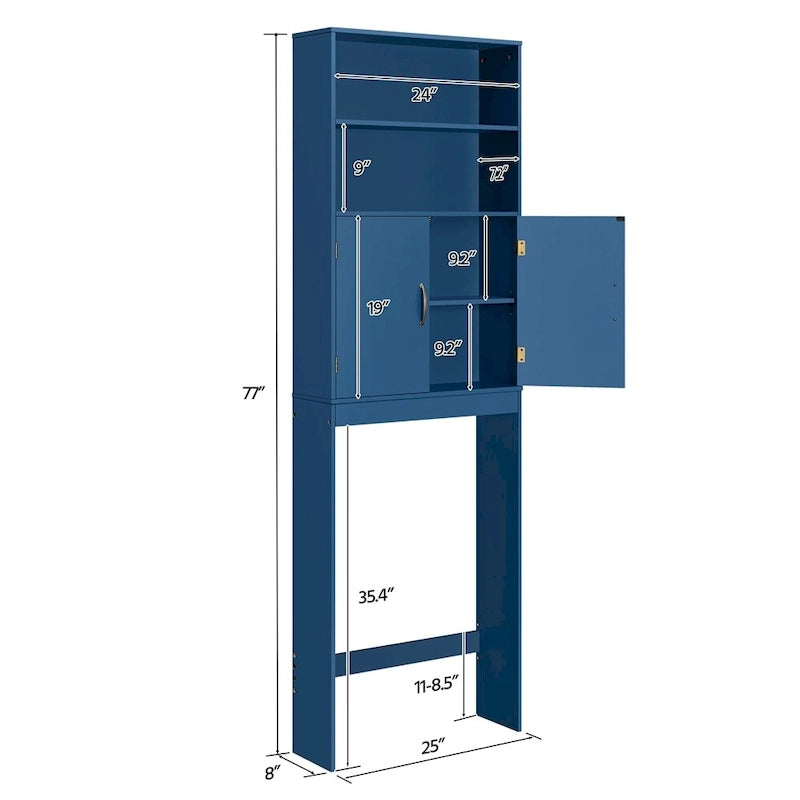 Meuble de Rangement WC Yaheetech 2 Etagères, Meuble Dessus de Toilettes avec Deux Portes