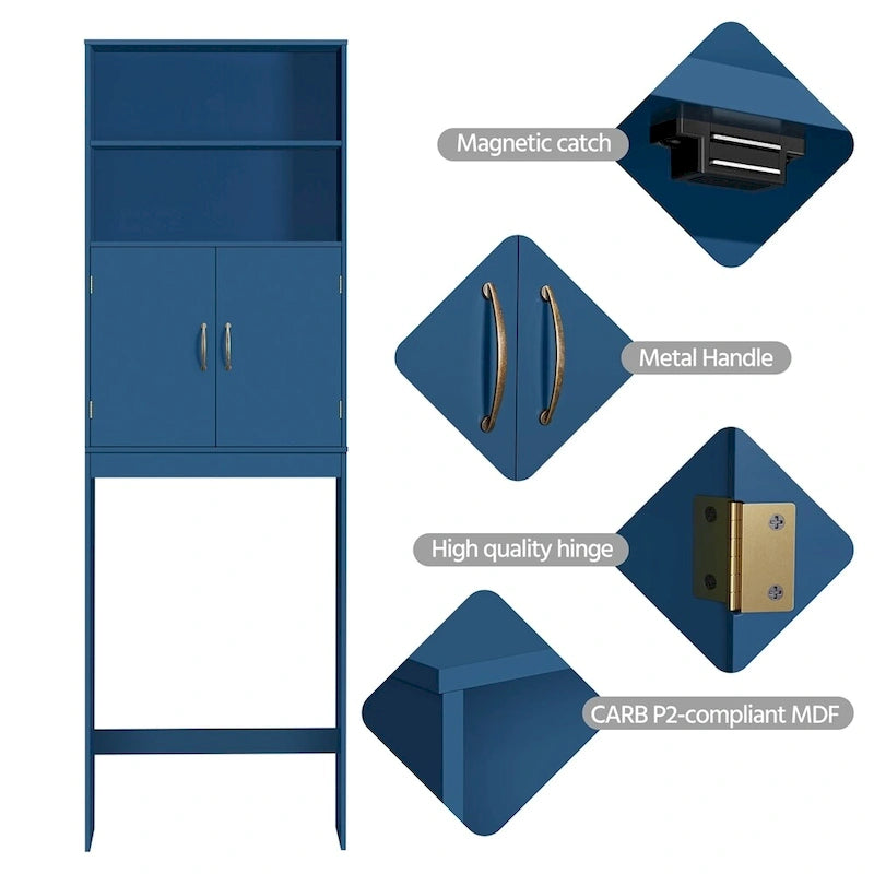 Meuble de Rangement WC Yaheetech 2 Etagères, Meuble Dessus de Toilettes avec Deux Portes