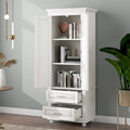 Meuble de rangement haut de cuisine blanc avec deux tiroirs pour salle de bain, bureau