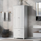 Meuble de rangement haut de cuisine blanc avec deux tiroirs pour salle de bain, bureau