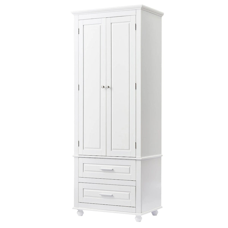 Meuble de rangement haut de cuisine blanc avec deux tiroirs pour salle de bain, bureau