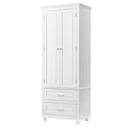 Meuble de rangement haut de cuisine blanc avec deux tiroirs pour salle de bain, bureau