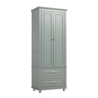 Meuble de rangement haut de cuisine blanc avec deux tiroirs pour salle de bain, bureau