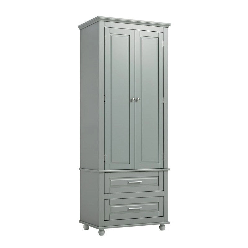 Meuble de rangement haut de cuisine blanc avec deux tiroirs pour salle de bain, bureau