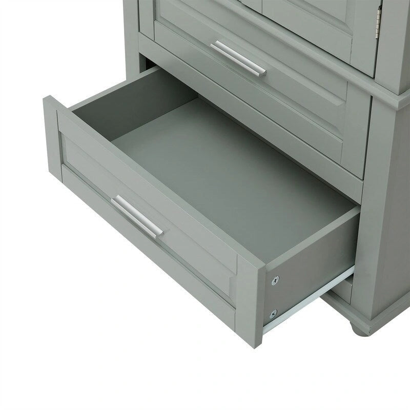 Meuble de rangement haut de cuisine blanc avec deux tiroirs pour salle de bain, bureau