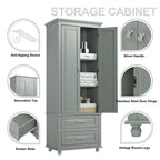 Meuble de rangement haut de cuisine blanc avec deux tiroirs pour salle de bain, bureau